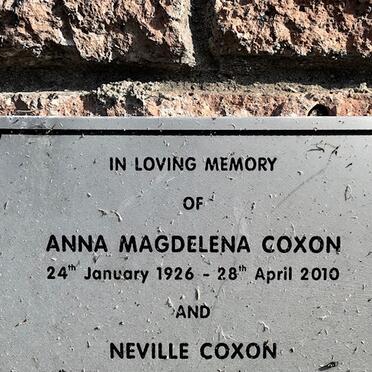 COXON Neville 1927-2011 &amp; Anna Magdalena 1926-2010