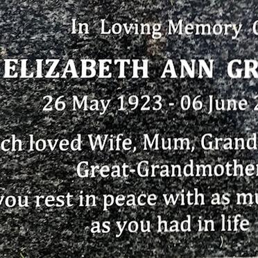GRAHAM Elizabeth Ann 1923-2017