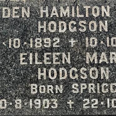 HODGSON Eden Hamilton Drew 1892-1984 &amp; Eileen Mary SPRIGG 1903-1991