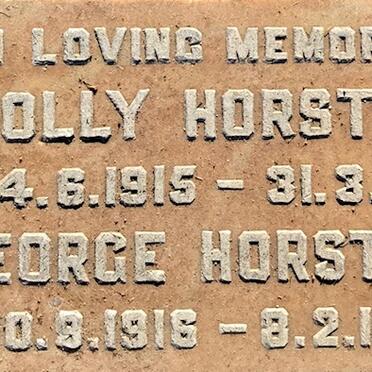HORSTMAN George 1916-1980 &amp; Molly 1915-1978