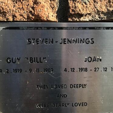 JENNINGS Guy, STEVEN 1919-1989 &amp; Joan 1918-1990