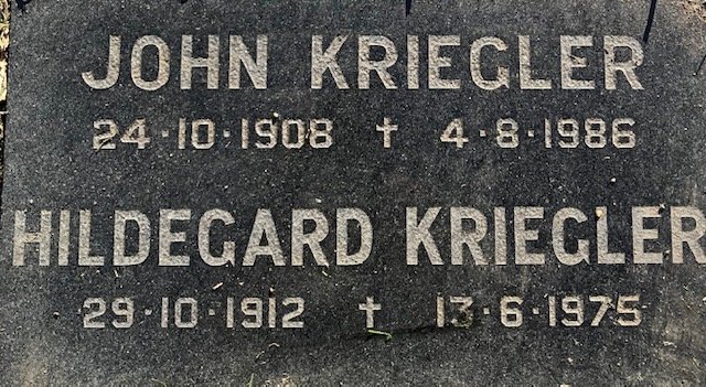 KRIEGLER John 1908-1986 &amp; Hildegard 1912-1975