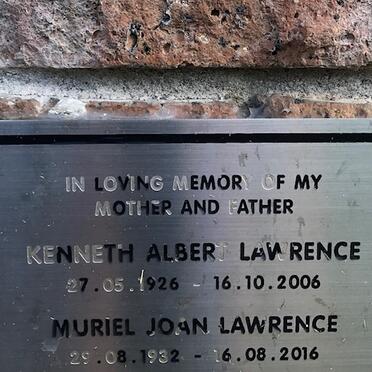 LAWRENCE Kenneth Albert 1926-2006 &amp; Muriel Joan 1932-2016