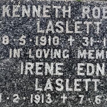 LASLETT Kenneth Robert 1910-1989 &amp; Irene Edna 1913-1993