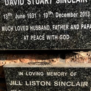 SINCLAIR David Stuart 1931-2013 &amp; Jill Liston 1935-2018