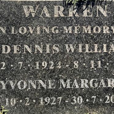 WARREN Dennis William 1924-1996 &amp; Yvonne Margaret 1927-2008