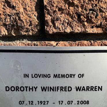 WARREN Dorothy Winifred 1927-2008