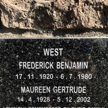 WEST Frederick Benjamin 1920-1980 &amp; Maureen Gertrude 1928-2002