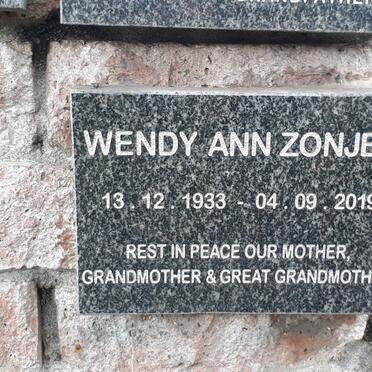 ZONJEE Wendy Ann 1933-2019