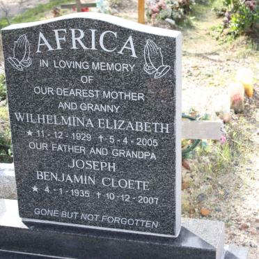 AFRICA Joseph Benjamin Cloete 1935-2007 &amp; Wilhelmina Elizabeth 1929-2005