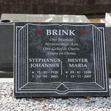 BRINK Stephanus Johannes 1920-2005 &amp; Hester Maria 1920-2007