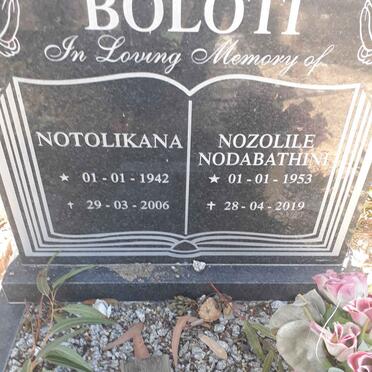 BOLOTI Notolikana 1942-2006 &amp; Nozolile Nodabathini 1953-2019