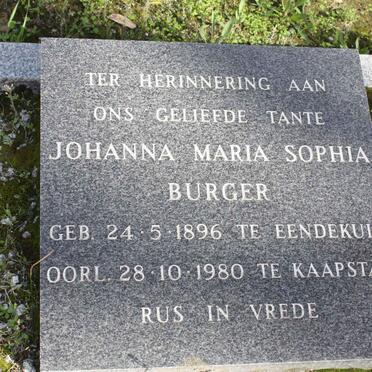 BURGER Johanna Maria Sophia 1896-1980