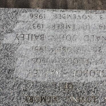 BAILEY George 1909-1981 :: BAILEY Ronald John 1937-1986