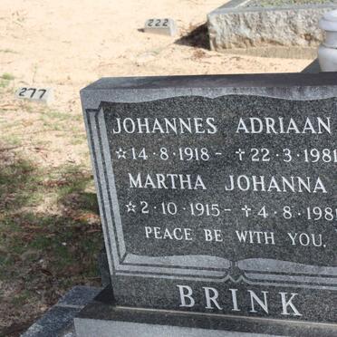 BRINK Johannes Adriaan 1918-1981 &amp; Martha Johanna 1915-1981