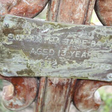 BROWN Samantha Jane 1972-1985