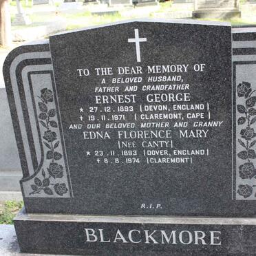 BLACKMORE Ernest George 1893-1971 &amp; Edna Florence Mary CANTY 1893-1974