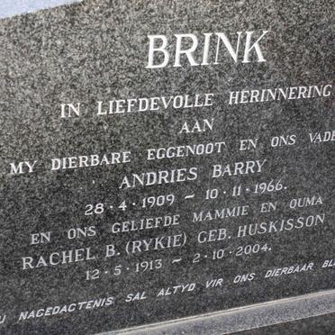 BRINK Andries Barry 1909-1966 &amp; Rachel B. HUSKISSON 1913-2004