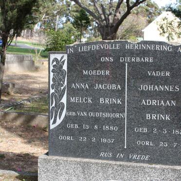 BRINK Johannes Adriaan 1876-1959 &amp; Anna Jacoba Melck VAN OUDTSHOORN 1880-1957