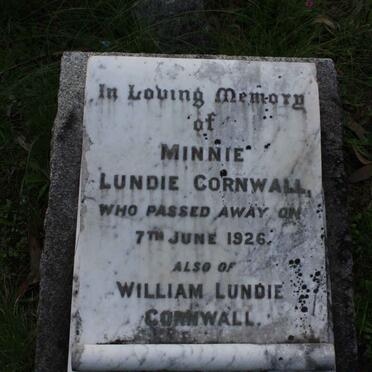 CORNWALL William Lundie  &amp; Minnie Lundie -1926