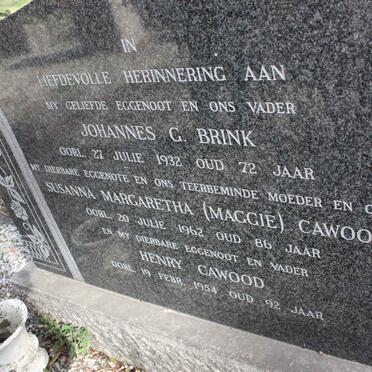 CAWOOD Henry -1954 &amp; Susanna Margaretha -1962 :: BRINK Johannes G. -1932