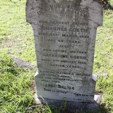 COETIE Johannes -1925 &amp; Catherine -1932 :: DREYER Eric 1920-1971