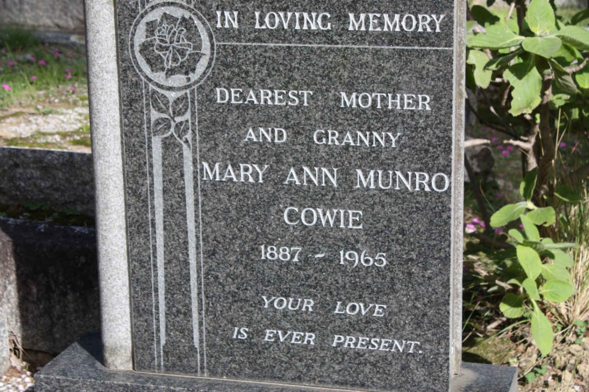 COWIE Mary Ann Munro 1887-1965