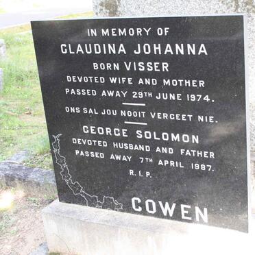 COWEN George Solomon -1987 &amp; Glaudina Johanna VISSER -1974