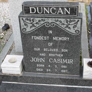 DUNCAN John Casimir 1961-1987