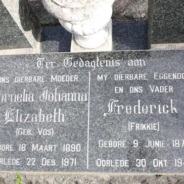 FURTER Frederick 1874-1946 &amp; Cornelia Johanna Elizabeth VOS 1890-1971