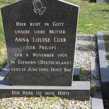 LÜER Anna Louise nee PRILOP 1903-1990