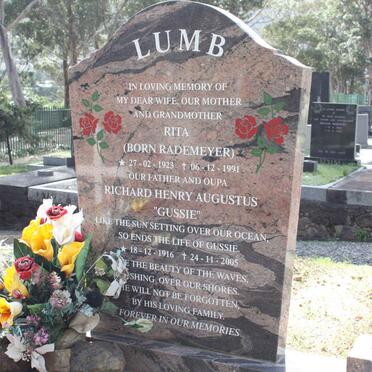 LUMB Richard Henry Augustus 1916-2005 &amp; Rita RADEMEYER 1923-1991