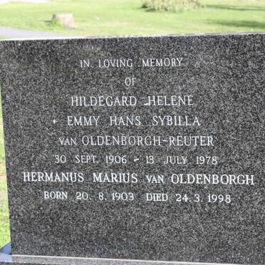 OLDENBORGH Hermanus Marius, van 1903-1998 &amp; Hildegard Helene Emmy Hans Sybilla REUTER 1906-1998