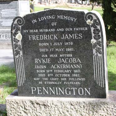 PENNINGTON Frederick James 1876-1961 &amp; Rykie Jacoba ACKERMANN 1901-1967