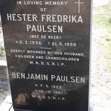 PAULSEN Benjamin 1923-1991 &amp; Hester Fredrika DE BEER 1936-1990