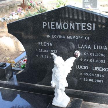 PIEMONTESI Elena 1922 2001:: PIEMONTESI Lana Lidia 1986-2003 :: PIEMONTESI Lucio Libero 1946-2007