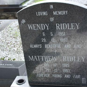 RIDLEY Matthew 1985-1993 :: RIDLEY Wendy 1951-1993