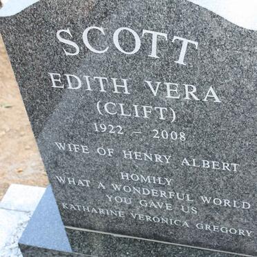 SCOTT Edith Vera nee CLIFT 1922-2008