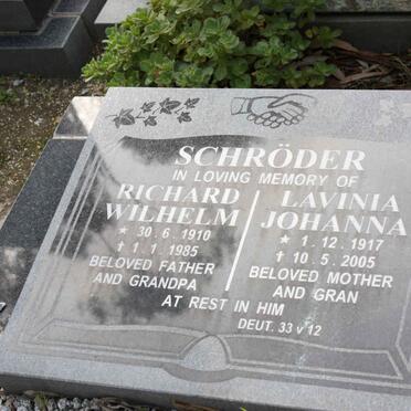 SCHRODER Richard Wilhelm 1910-1985 &amp; Lavina Johanna 1917-2005