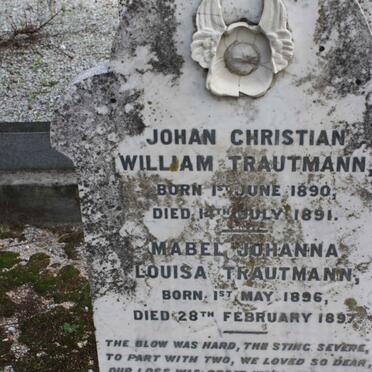 TRAUTMANN Johan Christian William 1890-1891:: TRAUTMAN Mabel Johanna Louisa 1896-1897