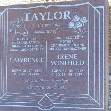 TAYLOR Lawrence 1921-2008 &amp; Irene Winifred 1923-2017