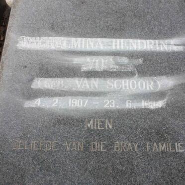 VOS Wilhelmina Hendrina nee VAN SCHOOR 1907-1994