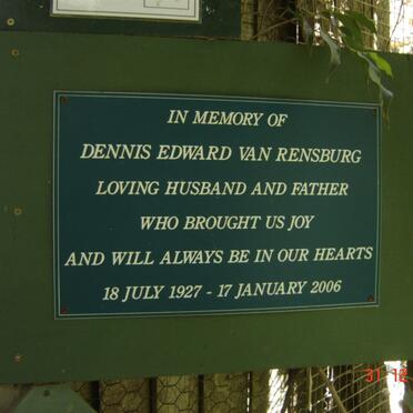 RENSBURG Dennis Edward, van 1927-2006