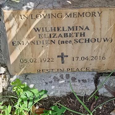 EMANDIEN Wilhelmina Elizabeth nee SCHOUW 1922-2016