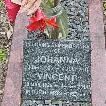 ? Vincent 1926-2014 &amp; Johanna 1926-2011