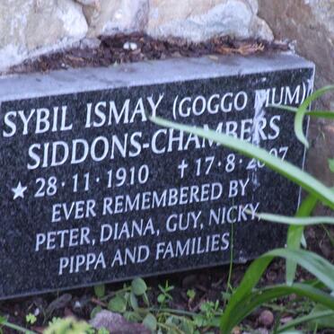 SIDDONS Sybil Ismay nee CHAMBERS 1910-2007