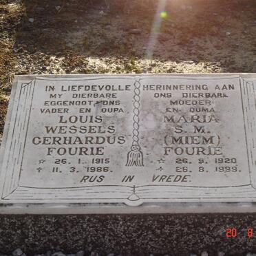 FOURIE  Louis Wessels Gerhardus 1915-1986  &amp; Maria S.M. 1920-1999