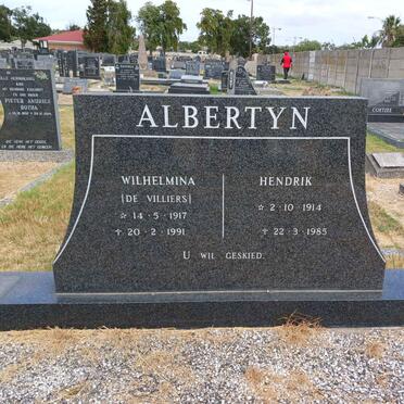 ALBERTYN Hendrik 1914-1985 & Wilhelmina DE VILLIERS 1917-1991