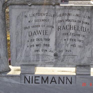 NIEMANN Dawie 1912-1982 &amp; Rachelida ETZEBETH 1913-1992