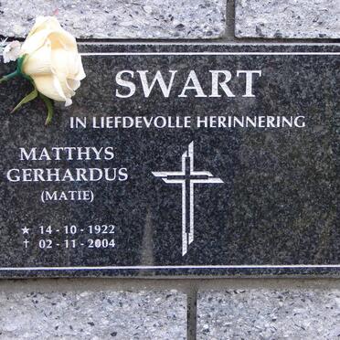 SWART Matthys Gerhardus 1922-2004